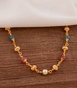  golden short necklace with beads and pearls one gram gold
