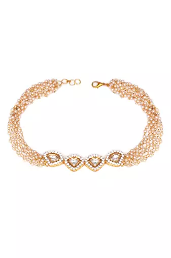 Gold kundan & pearl neckpiece
