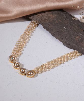 Gold kundan & pearl neckpiece 4