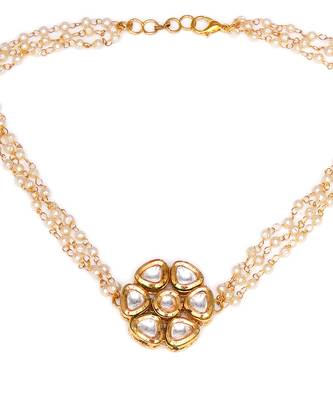 Gold kundan & pearl neckpiece 4