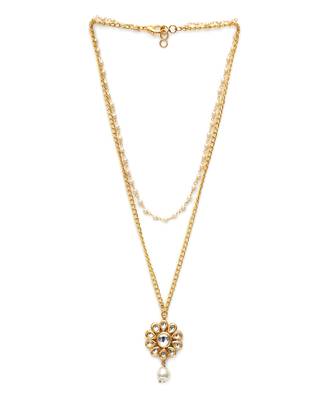 Gold layered kundan and pearl gold neckpiece 3