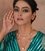 Silver layered pearl and silver neckpiece