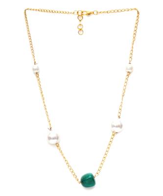 Gold layered pearl and emerald neckpiece 3