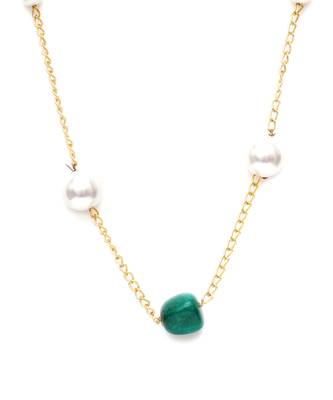 Gold layered pearl and emerald neckpiece 4