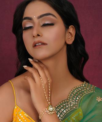 Gold kundan hand harness 1