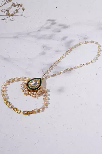 Gold kundan hand harness