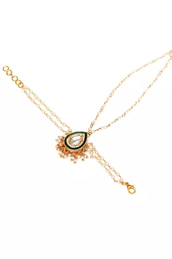 Gold kundan hand harness