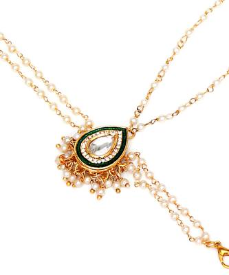 Gold kundan hand harness 4