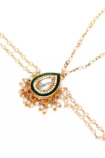 Gold kundan hand harness