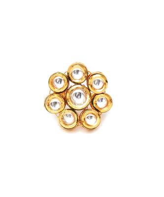 Gold kundan flower ring 3