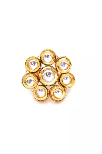 Gold kundan flower ring