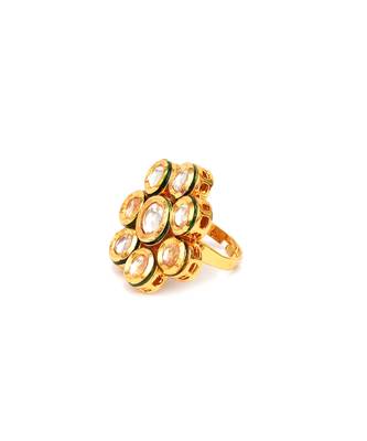 Gold kundan flower ring 4