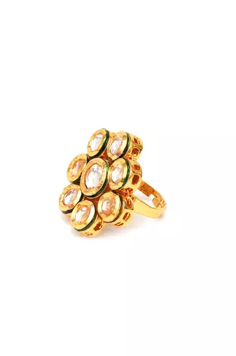 Gold kundan flower ring