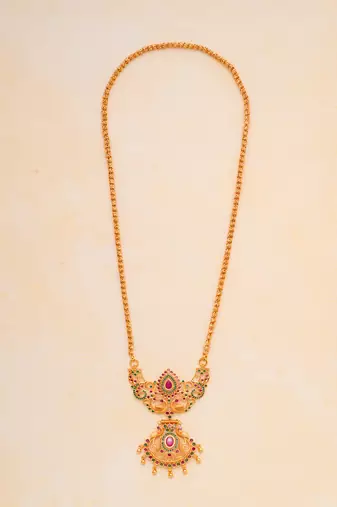  golden necklace with ruby pendant one gram gold