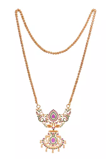  golden necklace with ruby pendant one gram gold