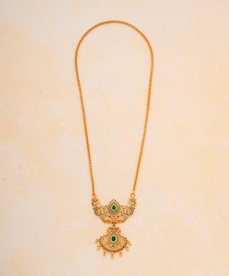  golden necklace with emerald pendant one gram gold 2