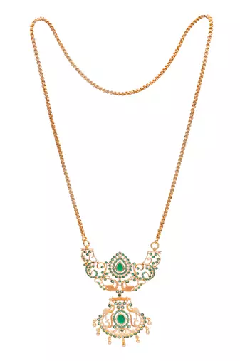 golden necklace with emerald pendant one gram gold