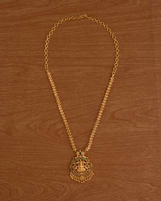  golden necklace with laxmi pendant and multicolour stones one gram gold 2