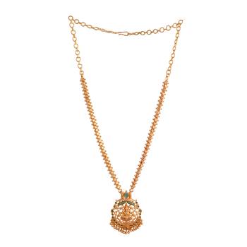 golden necklace with laxmi pendant and multicolour stones one gram gold 3