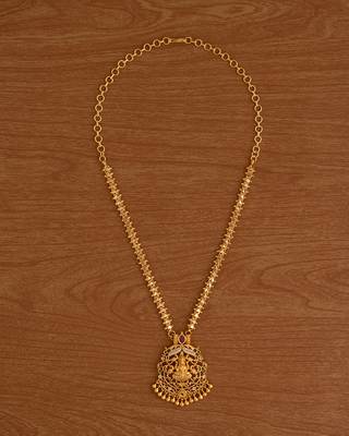  golden necklace with laxmi pendant and pink stones one gram gold 2