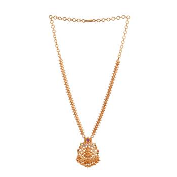  golden necklace with laxmi pendant and pink stones one gram gold 3