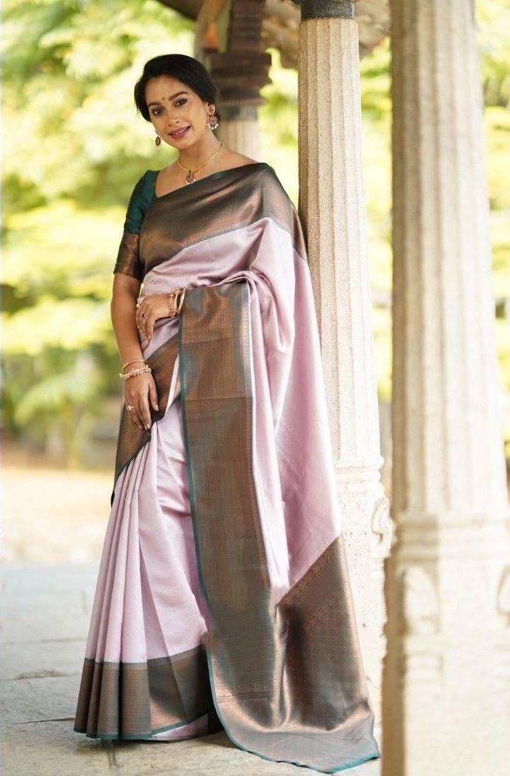 LONDON BEAUTY BABY PINK  SILK SAREES WITH BLOUSE