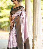 LONDON BEAUTY BABY PINK  SILK SAREES WITH BLOUSE