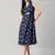 winered women navy blue front triangle cut -out a-line dress