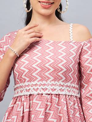Winered woman one- shoulder chevron print co-ord set 5