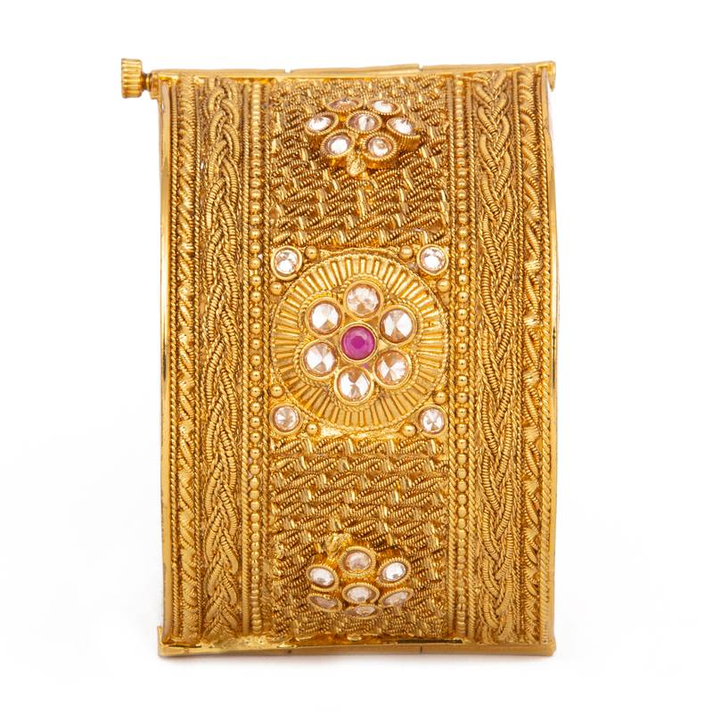 Rajwadi Gold Plated Brass Openable Kada/Bangles Set