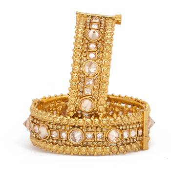 Rajwadi Gold Plated Brass Openable Kada/Bangles Set 1