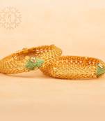 Rajwadi Gold Plated Brass Openable Kada/Bangles Set