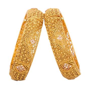 Rajwadi Gold Plated Brass Openable Kada/Bangles Set 2