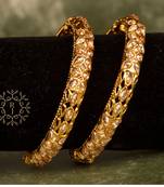 Rajwadi Gold Plated Brass Openable Kada/Bangles Set