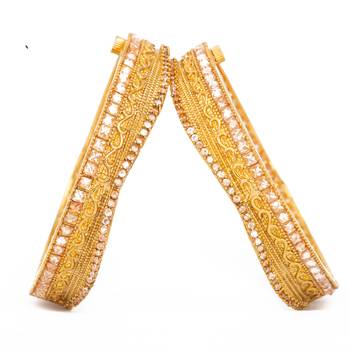 Rajwadi Gold Plated Brass Openable Kada/Bangles Set 3