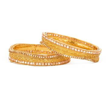 Rajwadi Gold Plated Brass Openable Kada/Bangles Set 4
