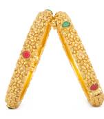 Rajwadi Gold Plated Brass Openable Kada/Bangles Set