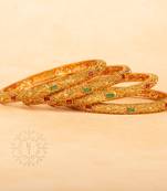 Rajwadi Gold Plated Brass Kada/Bangles Set