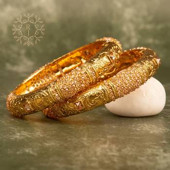 Rajwadi Gold Plated Brass Openable Kada/Bangles Set 1