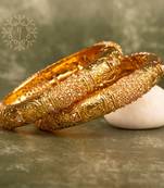 Rajwadi Gold Plated Brass Openable Kada/Bangles Set