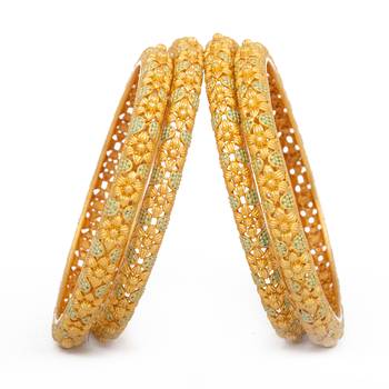 Radhhi Jewels Rajwadi Gold Plated Brass Kada/Bangles Set 2