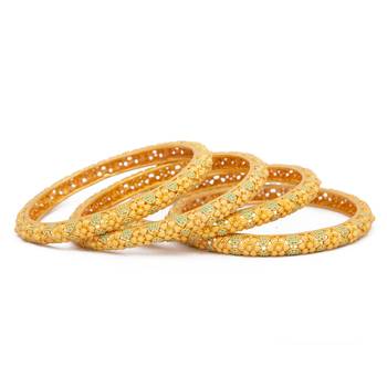 Radhhi Jewels Rajwadi Gold Plated Brass Kada/Bangles Set 3