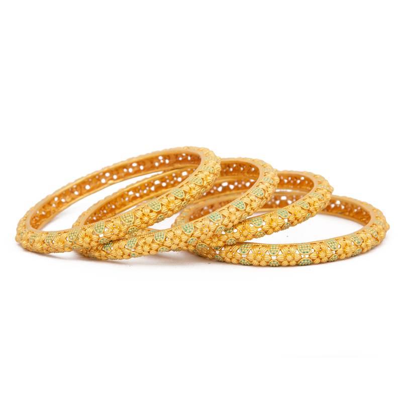 Radhhi Jewels Rajwadi Gold Plated Brass Kada/Bangles Set