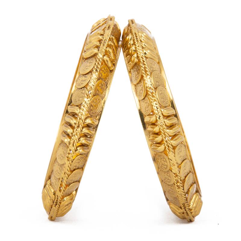 Rajwadi Gold Plated Brass Kada/Bangles Set