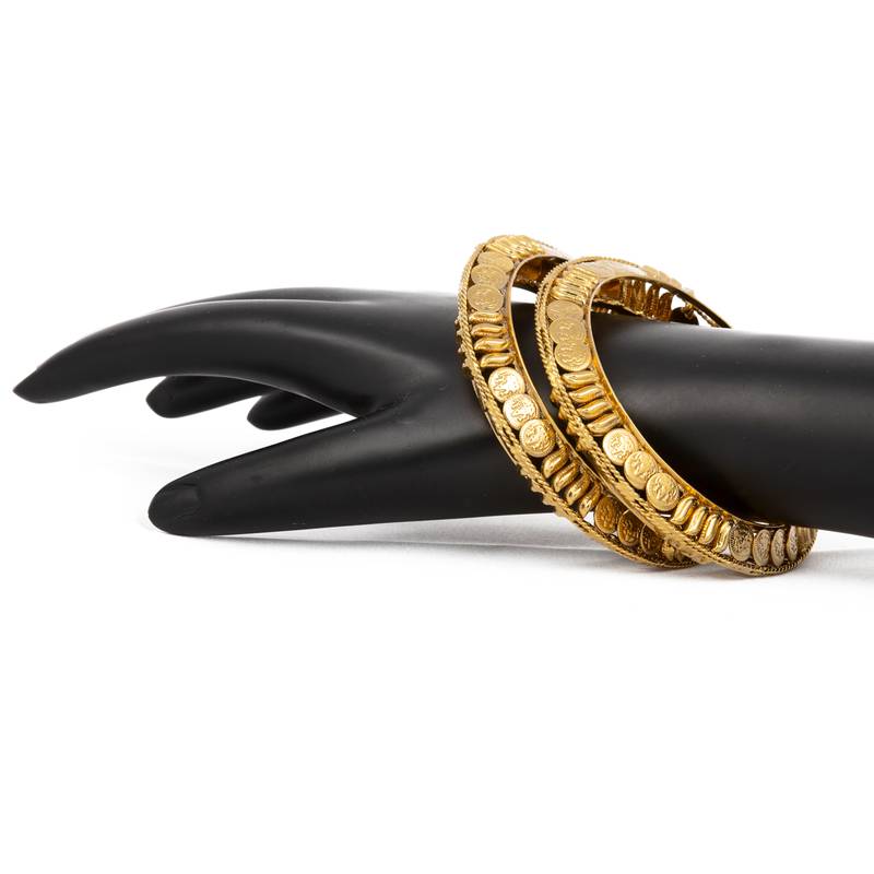 Rajwadi Gold Plated Brass Kada/Bangles Set