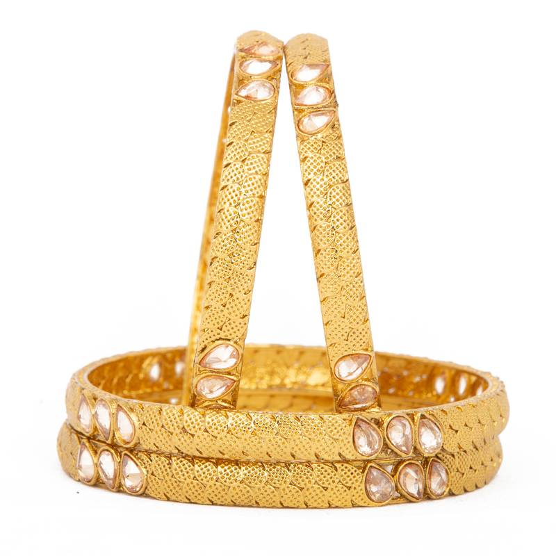 Rajwadi Gold Plated Brass Kada/Bangles Set