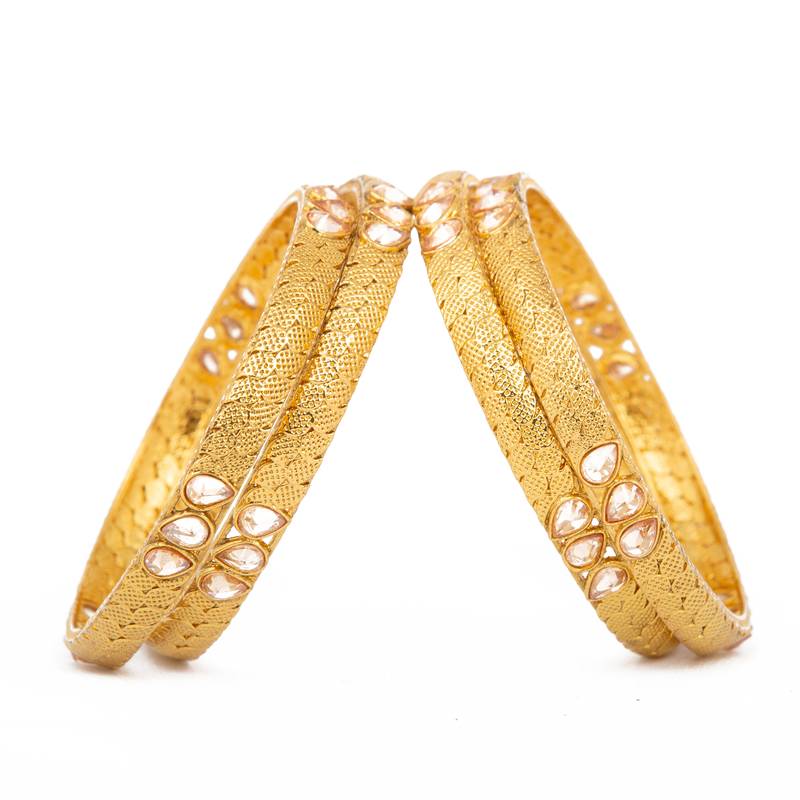 Rajwadi Gold Plated Brass Kada/Bangles Set