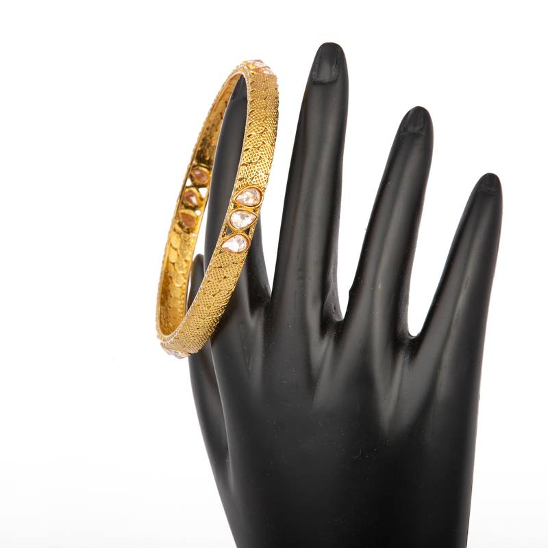 Rajwadi Gold Plated Brass Kada/Bangles Set