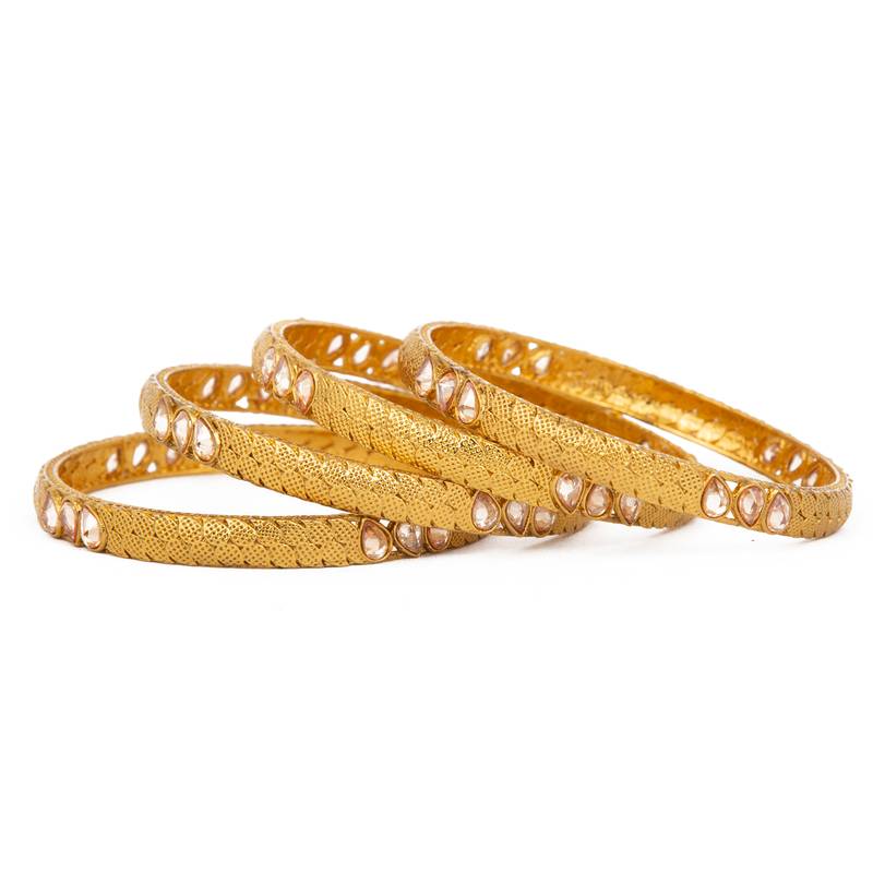Rajwadi Gold Plated Brass Kada/Bangles Set