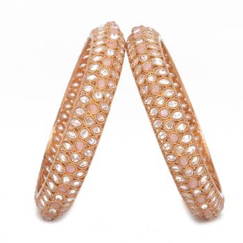 Radhhi Jewels Rose Gold Plated Kundan Work Brass Kada/Bangles Set 1